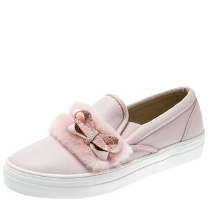 Sophia Webster Pink Leather Faux Bow Bella Slip-On Sneakers